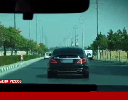 پایان مانور خطرناک راننده بنز در مشهد با ورود پلیس